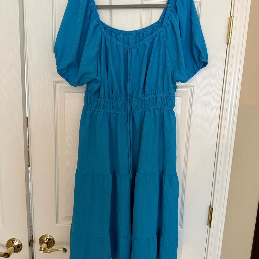 Vibrant Blue Puff Sleeve Dress